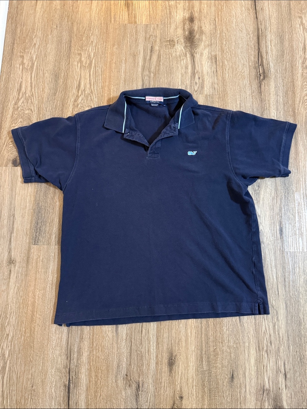 Vineyard Vines Navy Polo with Light Blue Logo Trim